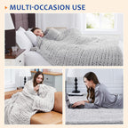 L'AGRATY Chunky Knit Blanket Throw: 30''x40'' Chenille Knitted Throw Blankets for Bed Couch - Handmade Thick Big Cable Knot Blanket - Large Chunky Crochet Rope Blankets for Home Decor(Grey)