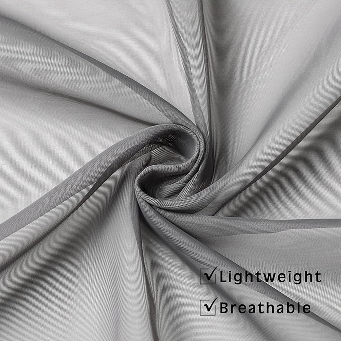 Short Grey Sheer Curtains 36 Inches 2 Panels Set - Image 3
