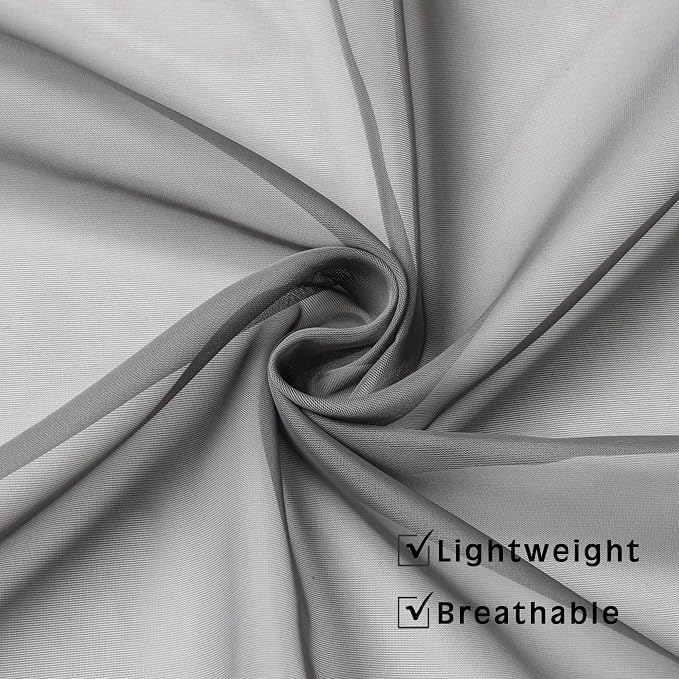 Grey Sheer Kitchen Valance for Windows Set of 2, Small Modern Rod Pocket Voile - Image 4