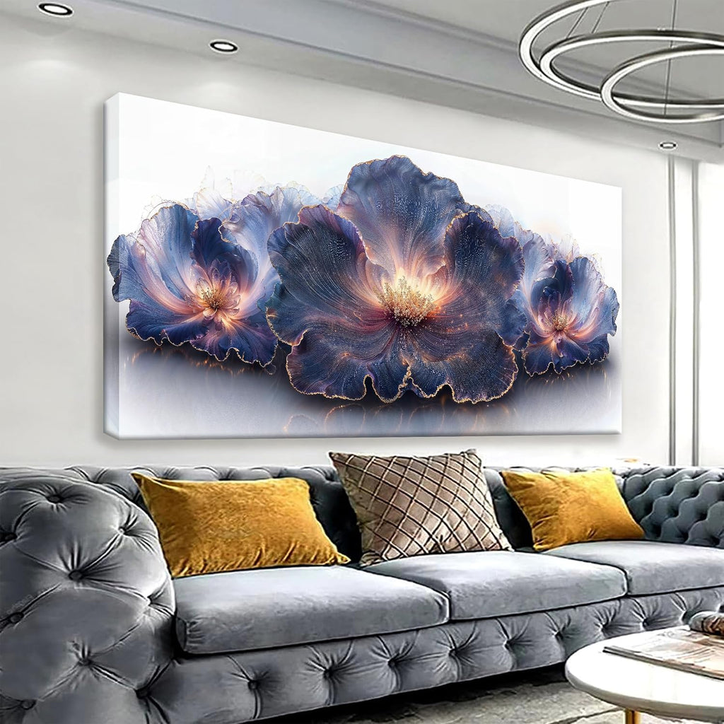 Flower Abstract Wall Art Canvas Art Wall Decor Prints Picture Landscape Purple Flowers Painting Floral Wall Art Print Bedroom Bathroom Office Home Decor 20" X 40"Ready To Hang