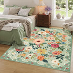 DUKINO 3x5 Area Rug, Floral Washable Rug - Image 8