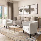 BELLEZE Accent Barrel Chair, Club Tub Sofa Corner Chair with Flared Legs and Cozy Soft Padding for Living Room Bedroom Waiting Room - White