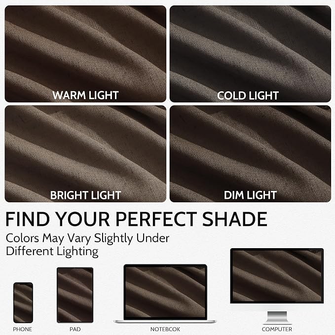 Chocolate Linen Blend Light Filtering Back Tab Curtains 96 Inches Long - Image 4