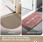 BEQHAUSE Dirt Trapper Door Mat 36" x 60" Half Circle Non Slip Rugs, Taupe | - Image 8