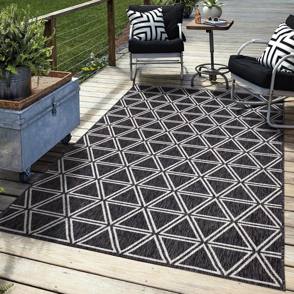 Keen Home Design Outdoor Rug - 6x9 Washable Indoor/Outdoor Rug for Patio, Balcony, Kitchen, Garden, Beach, Deck and Porch. Size: 6'7" x 9'2"