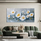 KUPTEU Canvas Wall Art Decor Large Wall Art Pictures for Living Room Oversized White Flowers Wall Art Prints Canvas Art Wall Decor Hallway Decorations Artwork for Walls Bedroom Home Decor 29" X 58"
