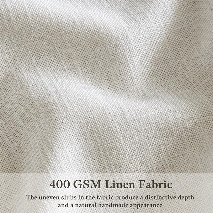 102 Inch Linen Pleat Neutral Semi Sheer Privacy Beige White Curtains 50x102 | - Image 3