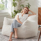 Giant Bean Bag Chairs for Adults with Filling Plush Fluffy Bean Bag Chairs for Teens with Armrests Comfy BeanBag Lazy Couch Sofa Chair for Bedroom Living Room Reading