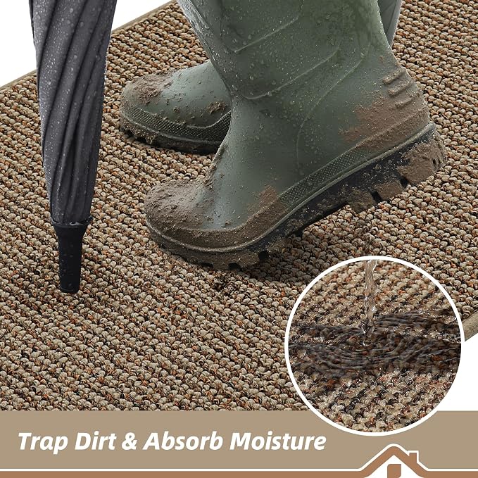 BEQHAUSE Dirt Trapper Door Mat 24" x 36", Non-Slip Washable Doormats, Low - Image 3