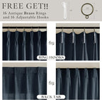 Navy Blue Pinch Pleated Linen Semi Sheer Curtains 63 Inches Long | Navy Linen - Image 5