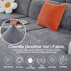 Large Backrest Cushion Covers Super Stretch Backrest Covers for 2 Cushion Couch Sofa, Couch Back Cushion Covers Featuring with Chenille Yarn (Softer Version, 2PC, Dark Grey)