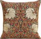 Charlotte Home Furnishings Pimpernel Tobacco Brown Floral Throw Pillow Cover 18” x 18” – Botanical Tapestry Cushion Cover for Sofa or Bed | Jacquard Woven in Europe | Insert Not Included