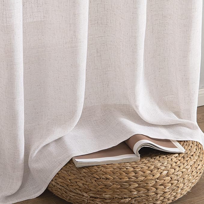 MIULEE White Linen Curtains 52x72 Inch Length - Image 7