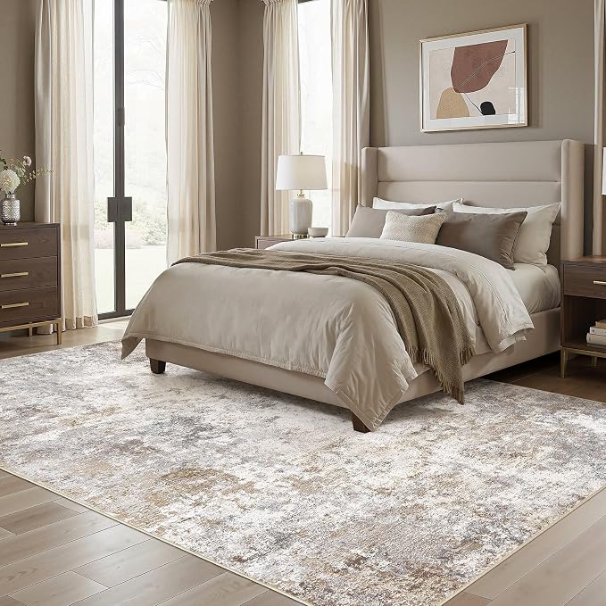 UERMEI 5x7 Area Rug Living Room Rugs Washable Neutral Brown Grey Carpet | - Image 3