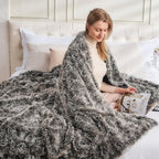 GONAAP Fuzzy Faux Fur Throw Blanket Frosty Black Super Soft Cozy Plush Fuzzy Shaggy Blanket for Couch Sofa Bed (Frosty Black, Throw(50"x60"))