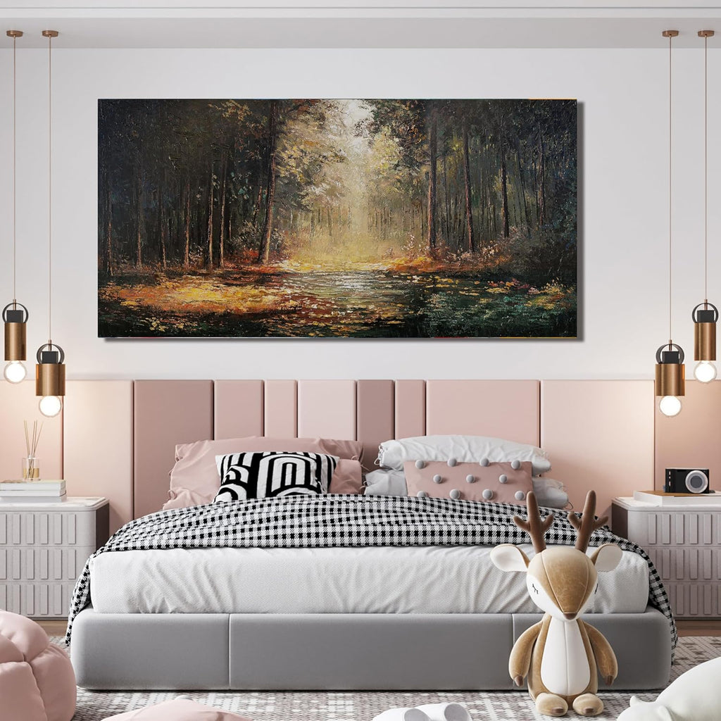 Canvas Wall Art Decor Artwork for Walls Canvas Wall Art for Living Room Landscape Natural Wall Art Decor Mystical Path Yellow Forest Wall Art Prints Art Work for Home Office Room Wall Decor 20" x 40"