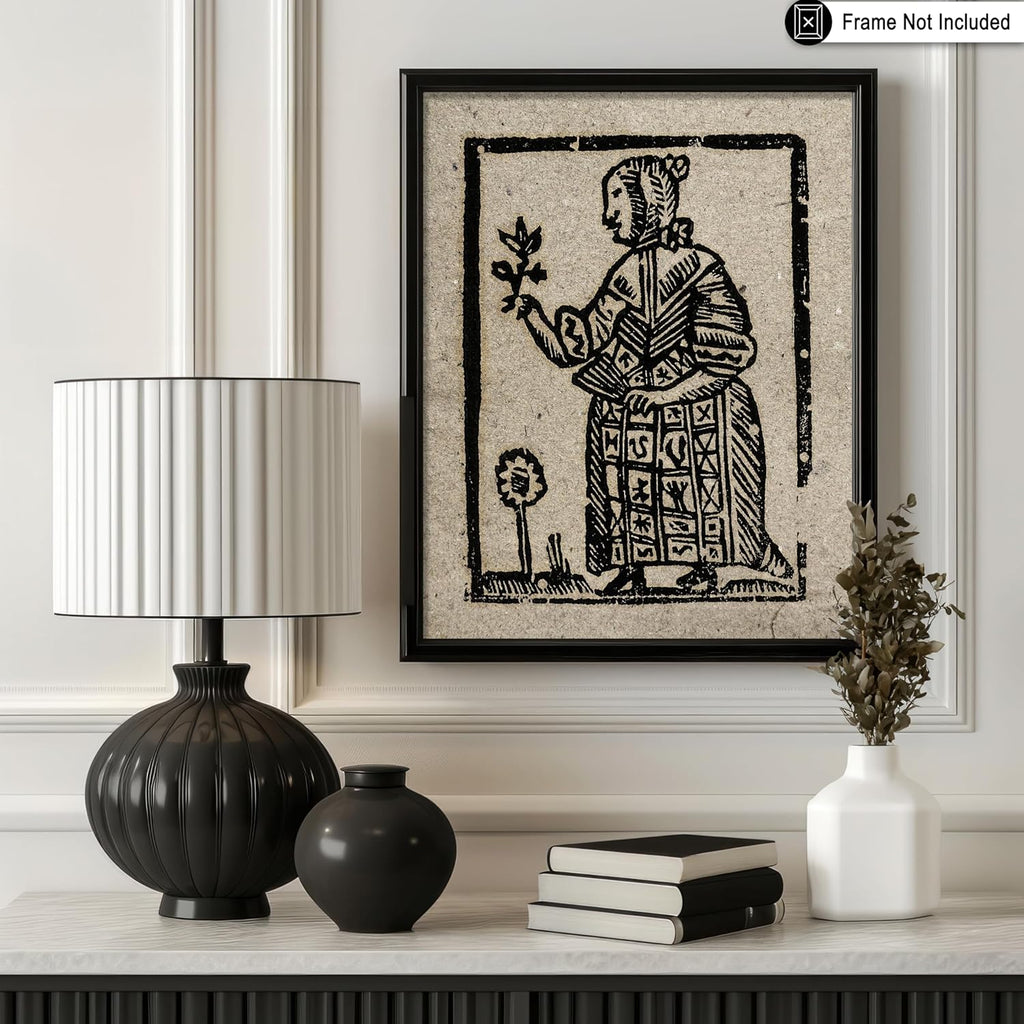 Poster Master Vintage Witch Poster - Retro Witch Holding Plant Print - Halloween Art - Pagan Art - Gift for Men & Women - Gothic Wall Decor for Living Room, Bedroom or Office - 11x14 UNFRAMED Wall Art