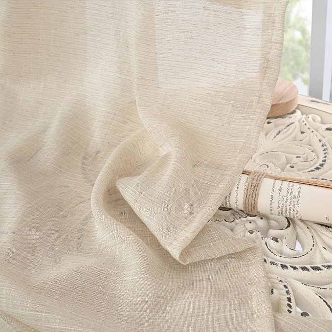 BGment Burlap Linen Curtains 63 Inch 2 Panels Set - Image 7