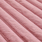 Dusty Rose Rabbit Striped Plush Rug 3'x5', Fluffy Faux Fur Shaggy Area Rug - Image 6
