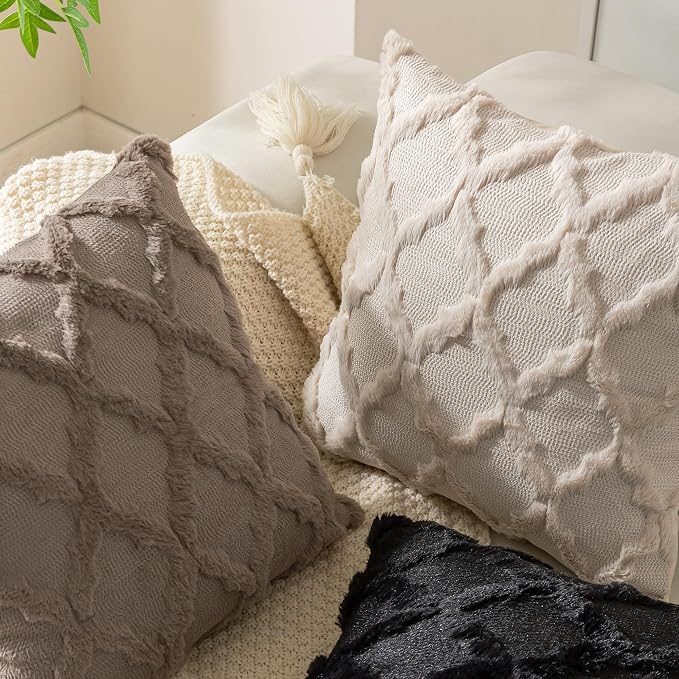 Set of 2 Soft Moroccan Throw Pillow Covers 16x16 Inch Plush Boho Decorative - Image 7