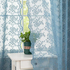 YJ YANJUN Vintage Lace Curtains 72 Inches Long 2 Panels Antique Boho Slate Blue - Image 2