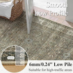 Schweek 9x12 Area Rug Brown Grey Washable Neutral Vintage Distressed Rugs | - Image 4