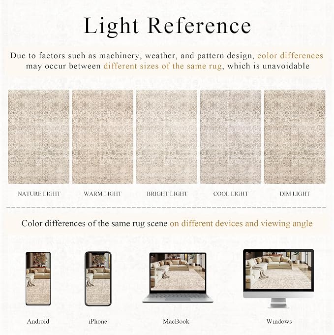 Schweek 2.6x10 Kitchen Runner Rug Washable Non Slip Hallway Runners Beige | - Image 6