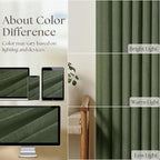 Pleated Semi Sheer Memory Shape Olive Green Linen Curtains 90 Inches Long | - Image 4