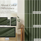 108 Inch Linen Memory Trained Pleated Curtains Olive Green - Image 4