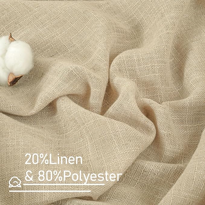 Semi Sheer Linen Curtains 60 Inch Length, Light Filtering Panels | Window - Image 2