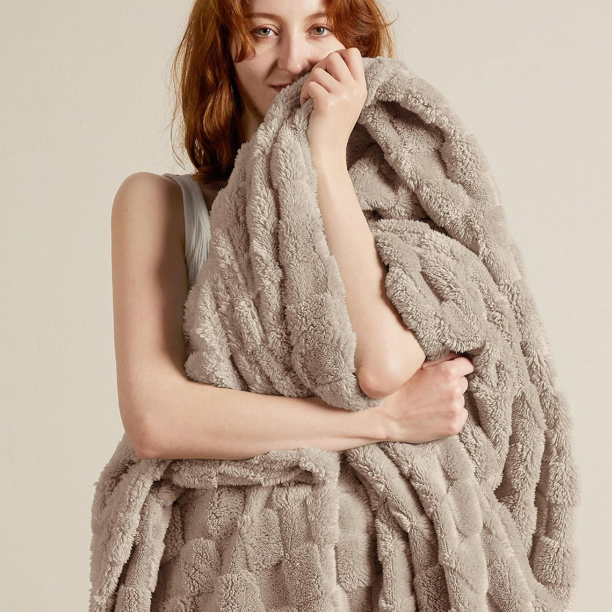 Bedsure GentleSoft California King Blanket for Bed - Super Soft Cozy Blankets for Women Men Girls, Large Fuzzy Fleece Throw for Bedroom Decor, Light Taupe, 102x96 Inches
