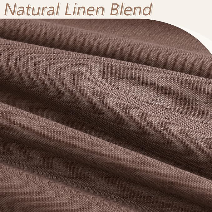 Cappuccino 100% Blackout Linen Curtains 108 Inch Length 2 Panels Set - Image 3