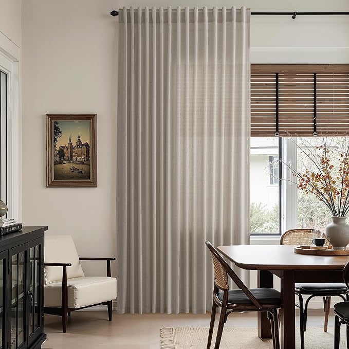 Grey Beige Linen Curtains 84 Inches Long - Image 6