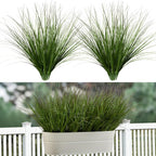 16PCS 17.3" Fake Plants Artificial Wheat Grass Greenery Plastic Plants Fake Grass Artificial Plants for Outdoor Decor Artificial Grass Plant with Greenery Stems for Indoor Home Decoration