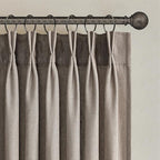 96 Inches Long Pleated Sheer Curtains, Dark Linen Blended Light Filtering by Topfinel