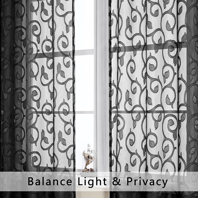 Furman Sheer Black Curtains 90 inches Long - Image 3