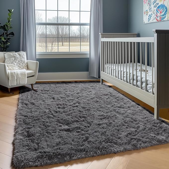 Grey 8x10 Area Rugs for Living Room, Ultra Soft Plush Thick Shaggy Big Floor - Image 7