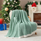 Snuggle Sac Green Blanket Twin Size Bedding Blankets, Super Soft Warm Cozy Knit Blankets for Sofa, Bed, Living Room, Heather Green, 60x80 inches,