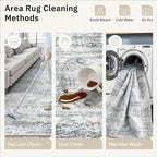 Soalmost Round Rugs 8ft Living Room Circle Area Rug 8x8 Grey Vintage | Washable - Image 7