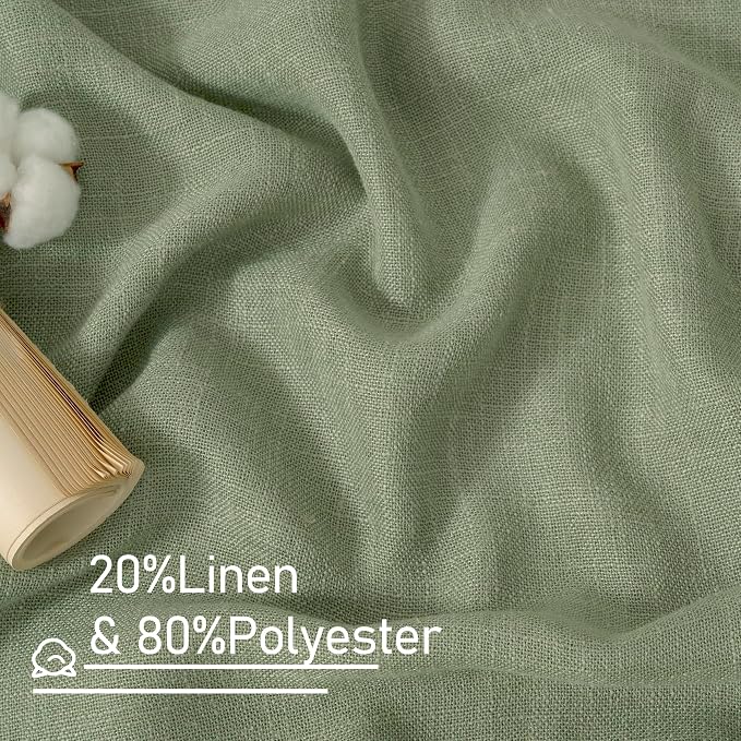 Sage Green Linen Sheer Curtains 54 Inch Length - Image 3