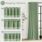 Light Sage 100% Blackout Linen Curtains 108 Inch Length 2 Panels Set - Image 6