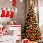 ODEETRONIC Christmas Star Tree Topper, 8 in 120V UL Certified Double Sided 8-Point Star Christmas Treetop Lights, Indoor Lighted Xmas Treetop for Bedroom Home Party Wedding Decor, Gold, Warm White