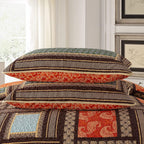 NEWLAKE Cotton Patchwork Bedspread, 3-Piece Bedding Quilt Set with Real Stitched Embroidery, Reversible Matelasse Bed Coverlet Set,Bohemian Farmhouse,Twin Size