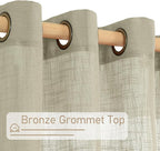 Oatmeal Linen Semi Sheer Curtains 63 Inch Length, Light Filtering Neutral Boho - Image 4