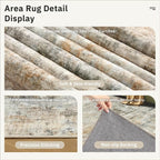 Soalmost Abstract Rug 8x10 Large Living Room Rugs Washable Orange/Brown | - Image 6