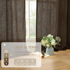 40 Inch Length Linen Curtains for Small Windows Over Silk 2 Panels | Semi Sheer - Image 4