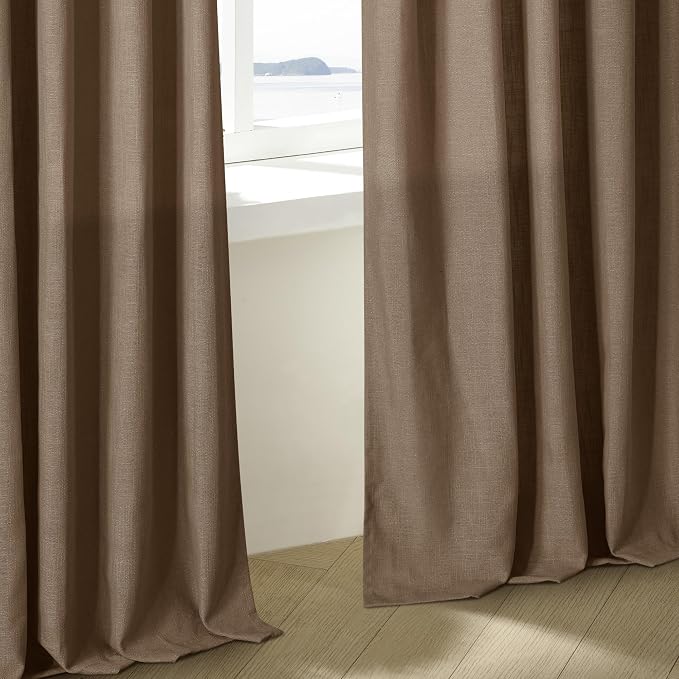 Extra Long Country Brown Linen Pleat Curtains 120 Inches Length Dutch Cocoa | - Image 8