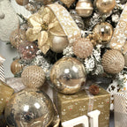XmasExp Large Christmas Ball Ornaments,2pcs Champagne Giant Shatterproof Plastic Hanging Mercury Xmas Ball Decorations Christmas Tree Ornaments (Champagne Gold, 6")