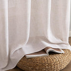 MIULEE Natural White Linen Curtains 52x92 Inch Length 2 Panels - Image 7