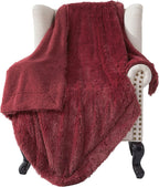 Bedsure GentleSoft Fuzzy Sherpa Faux Fur Twin Blanket Burgundy Red Cozy Gifts for Women Men, Soft Fleece Plush Warm Minky Thick Blanket Twin Size for Bed, Dorm Essentials Red Room Decor Gifts, 60x80